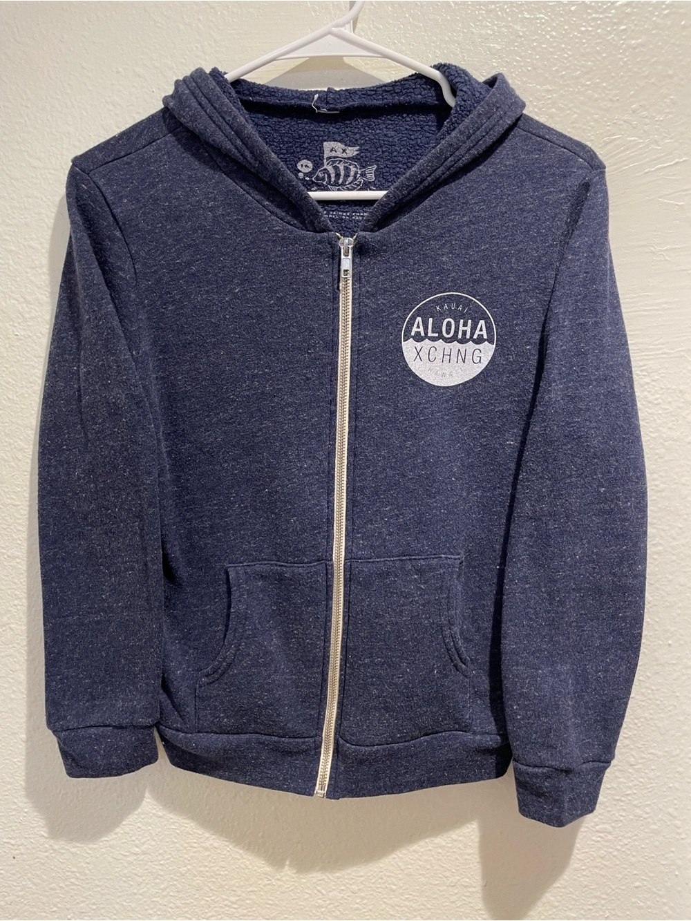 Defend Hawaii Ahi Bangah For Da Keiki Kids Navy Full Zip Hoodie Size 16